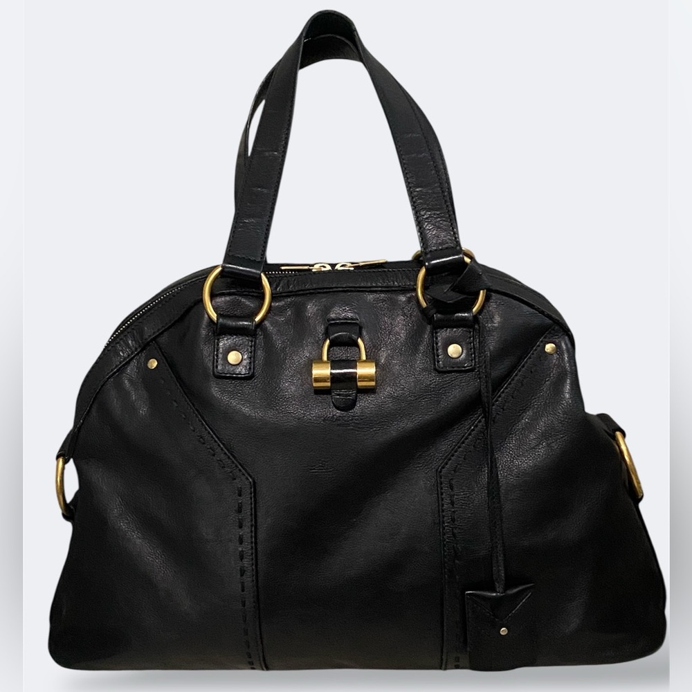 YSL Yves Saint Laurent Rive Gauche Muse Black Leather Large Handbag